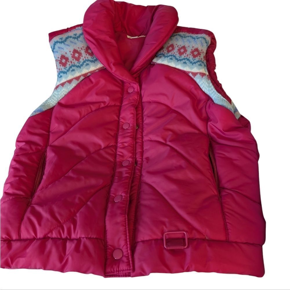 Women's pink Vintage 80s puffer vest coat size medium ski